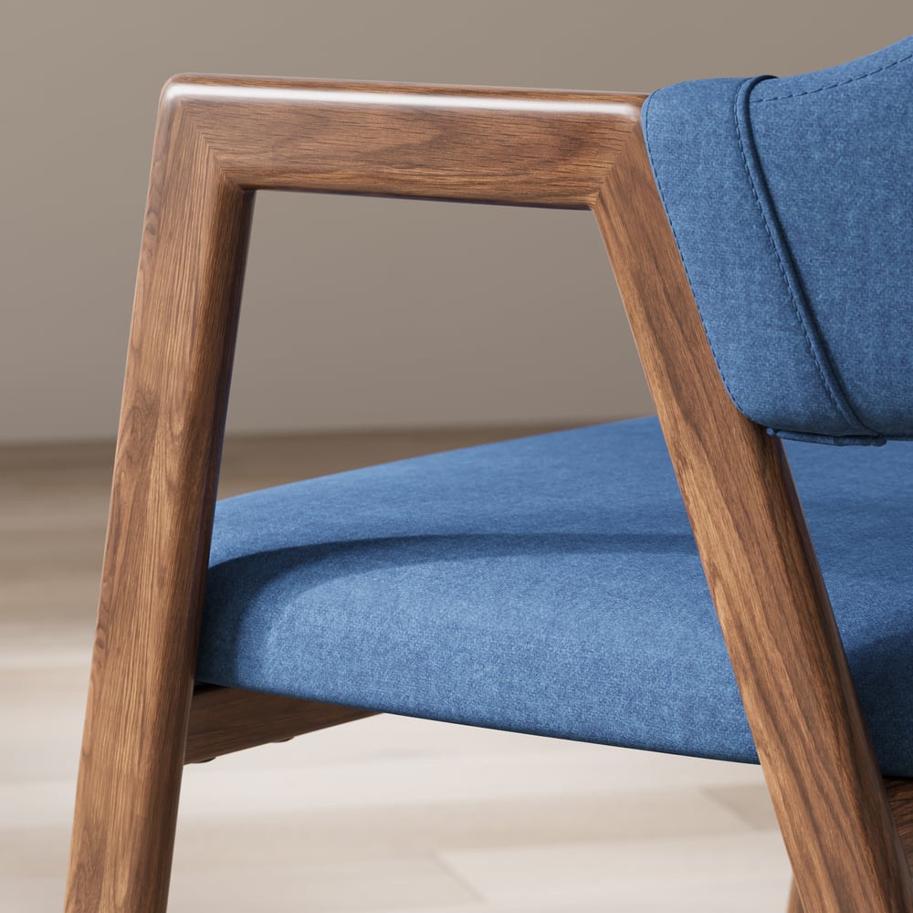 Modern Blue Linen Dining Chair with Upholstered, 2 Pieces window image