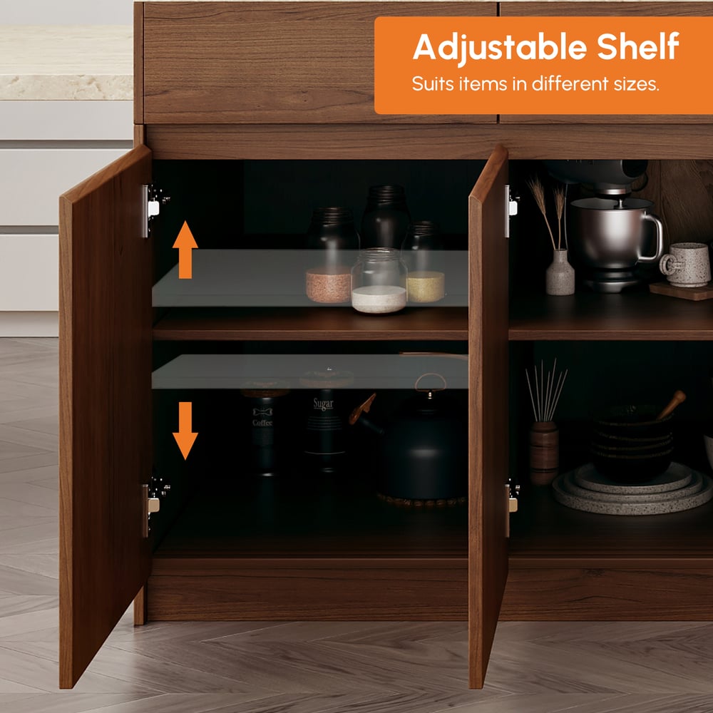 Îlot de cuisine en bois extensible de 81'' à 112'' avec rangement, Noyer image de fenêtre