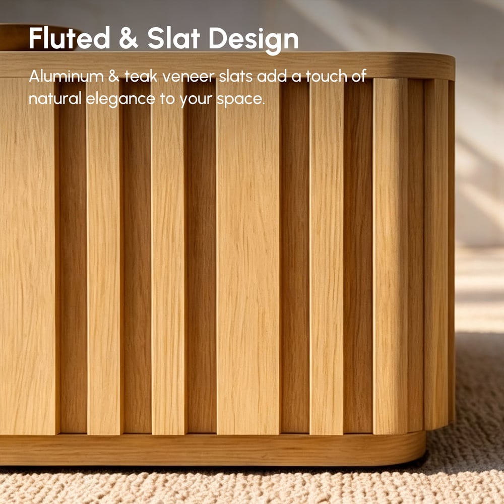 Aura Fluted Aluminum Outdoor Coffee Table with Sintered Stone Top window image