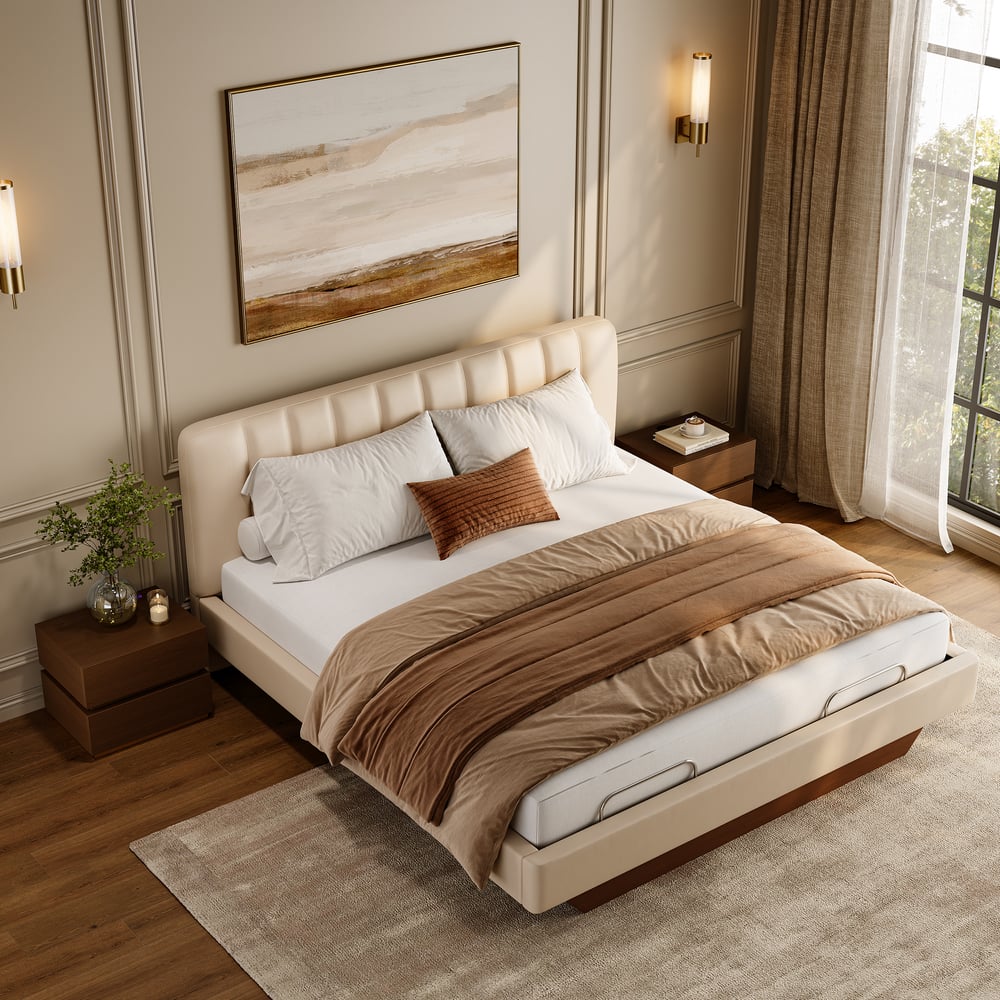 King Genuine Leather Zero Gravity Adjustable Bed Set window image