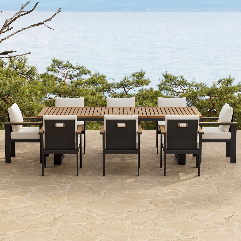 Tevara Outdoor Teak & Aluminium Dining Chairs in White, Set of 2 window image