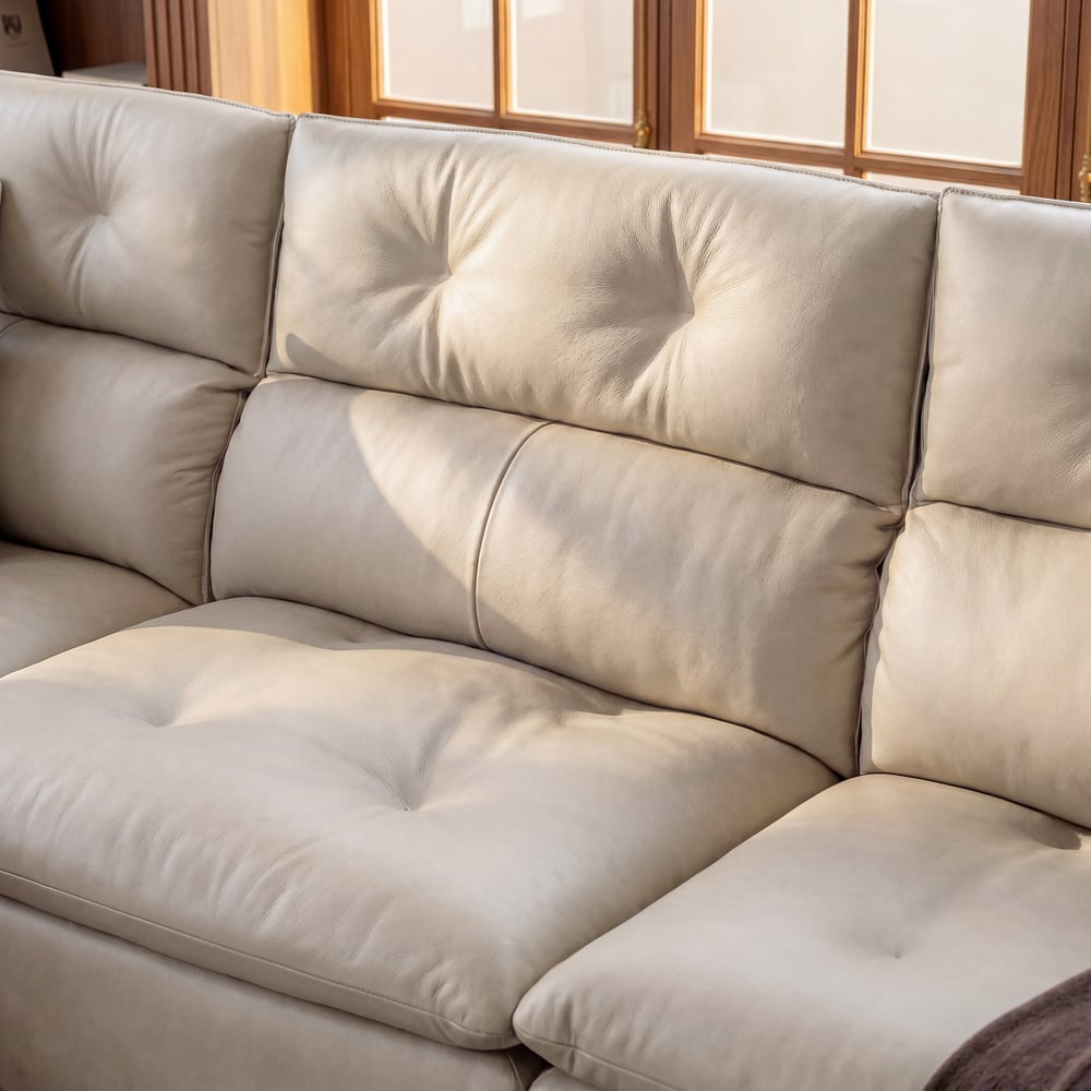 87" 2-Seater Genuine Leather Power Convertible Sleeper Sofa with Adjustable Headrests window image