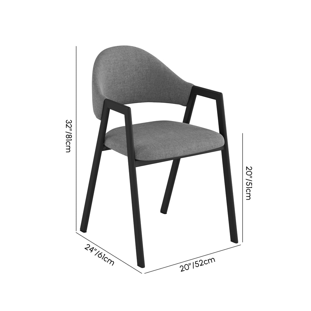 Set of 2 Modern Dining Chairs with Linen Upholstery Gray weights dimensions image