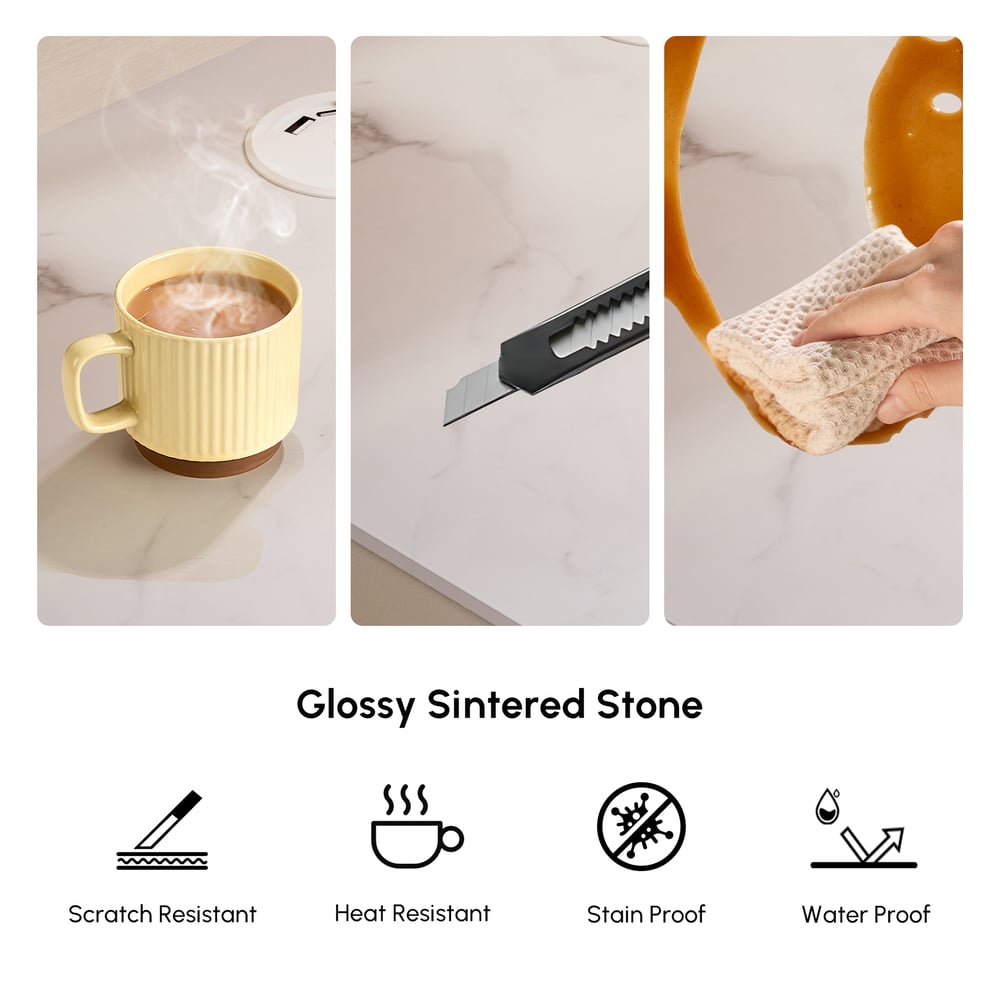 Humply Floating Leather 2-Drawer Smart LED Nightstand with Sintered Stone Top window image