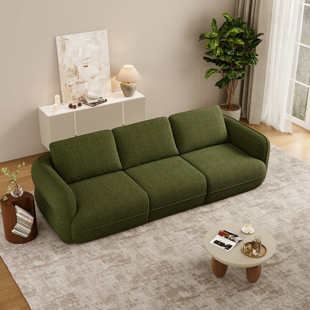 Modern 304cm 3-Seater Chenille Power Convertible Sleeper Sofa with Remote Control window image