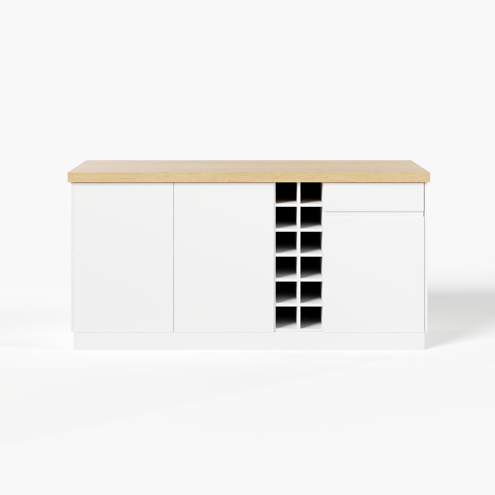 72" Japandi Style Wood Kitchen Island with Multi-Storage and LED Light Natural & White window image