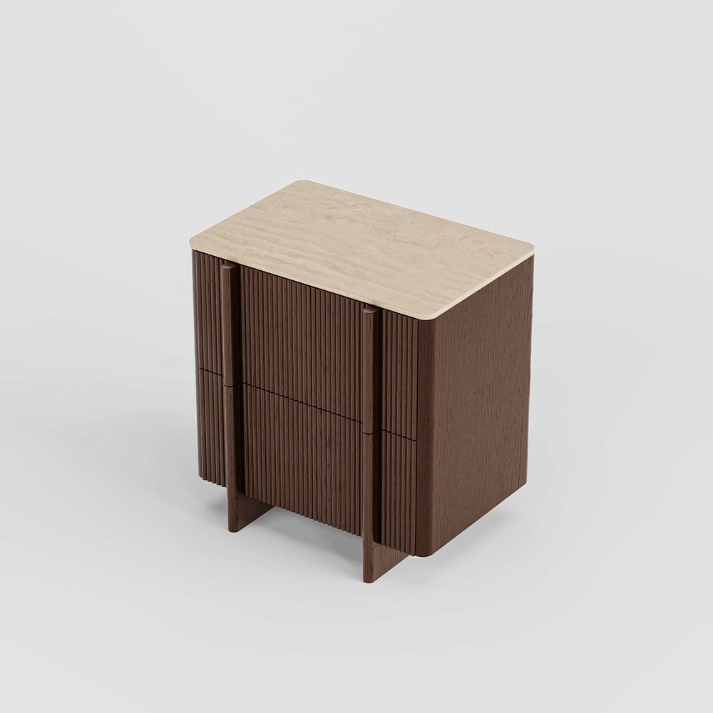 Lineva 24" 2-Drawer Nightstand with Faux Travertine Stone Top window image
