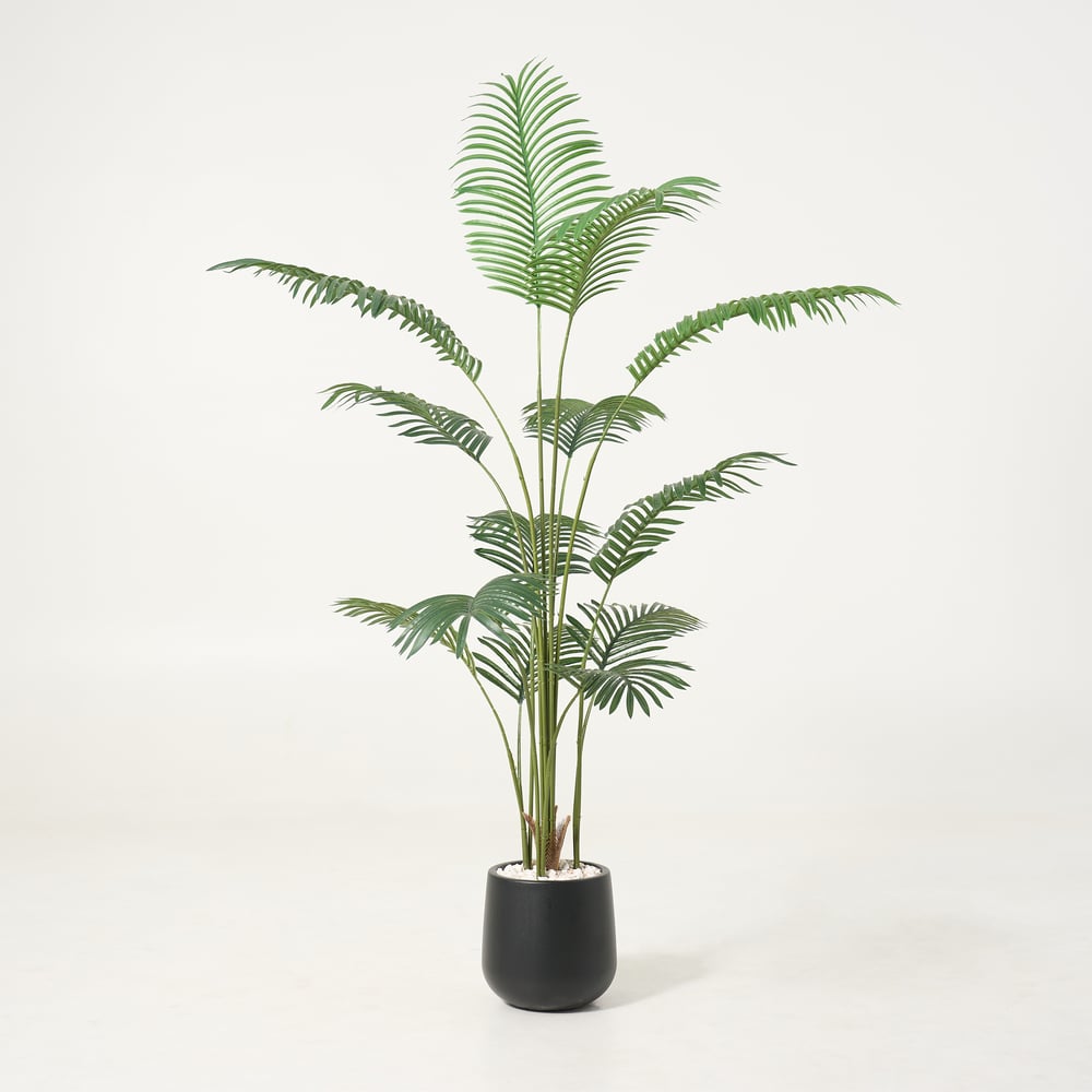 6 ft. Artificial Areca Palm Tree with Planter and Decorative Stones window image