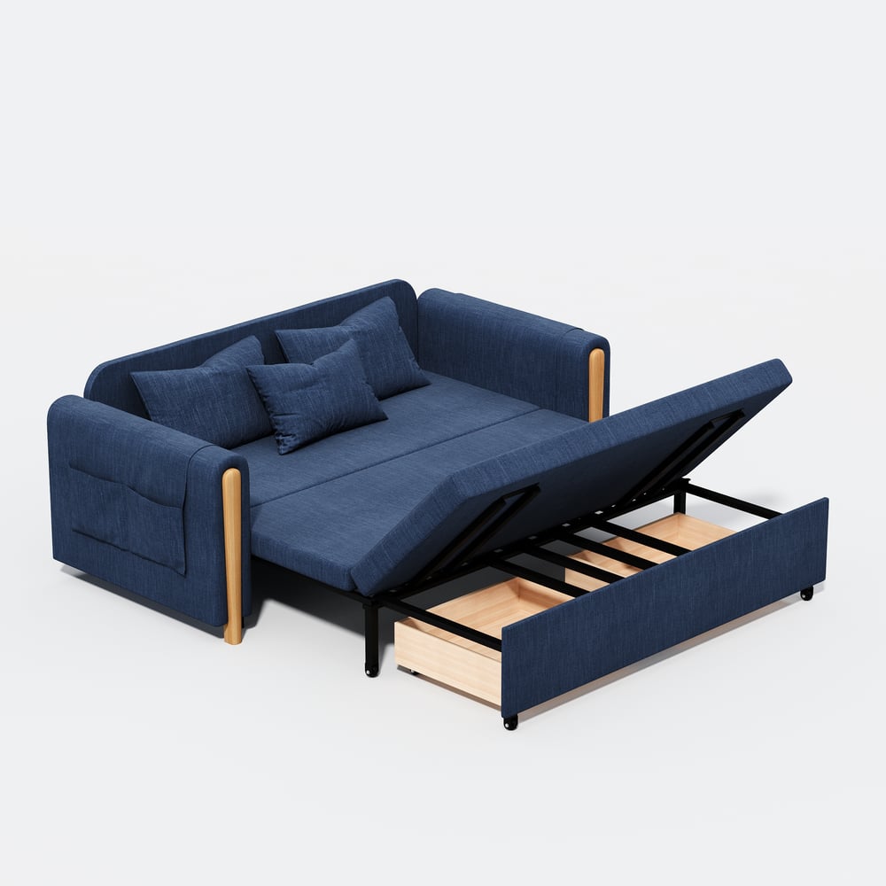 72" Full 2-Seater Linen Convertible Sleeper Sofa window image