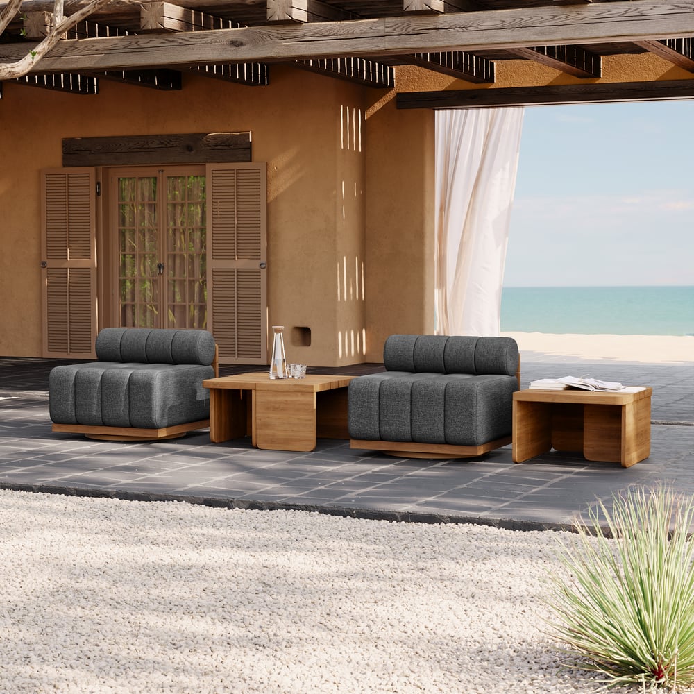 Resaro Teak Outdoor Swivel Chair Dark Gray window image