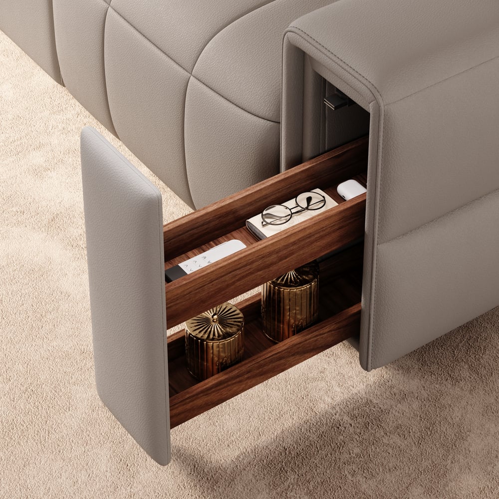 Genuine Leather Built-In Cooler Power Reclining Sofa window image