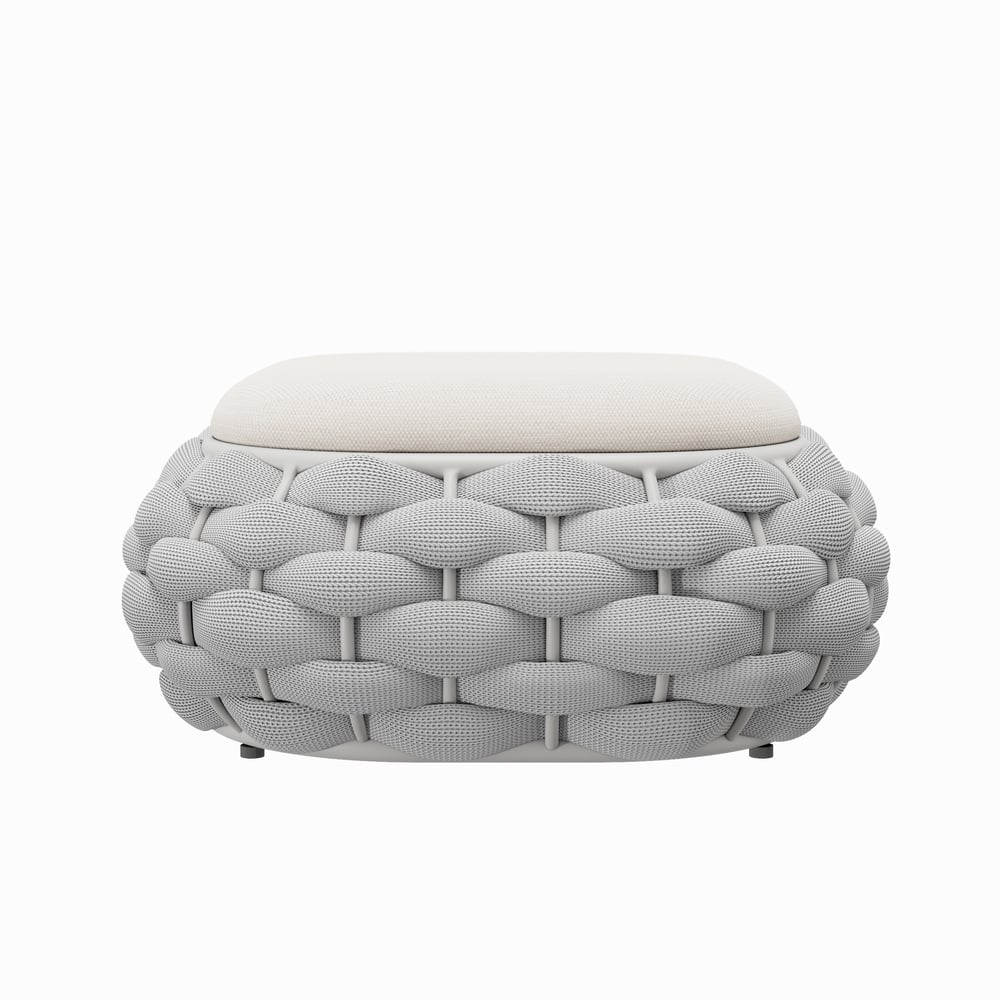 Cocaro Outdoor Hand-Woven Rope Footrest Storage Ottoman in Light Grey window image