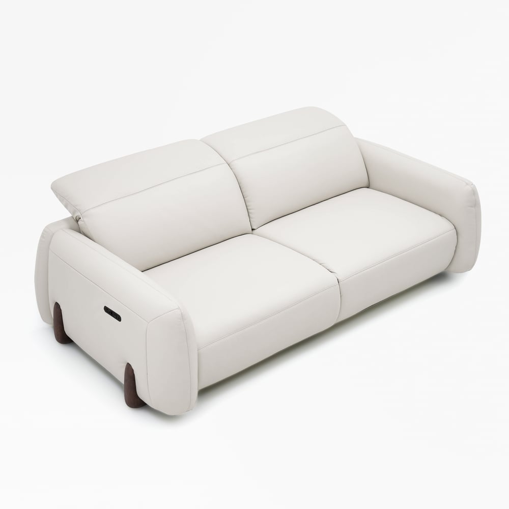 85" Genuine Leather Power Reclining Sofa with Adjustable Headrest window image