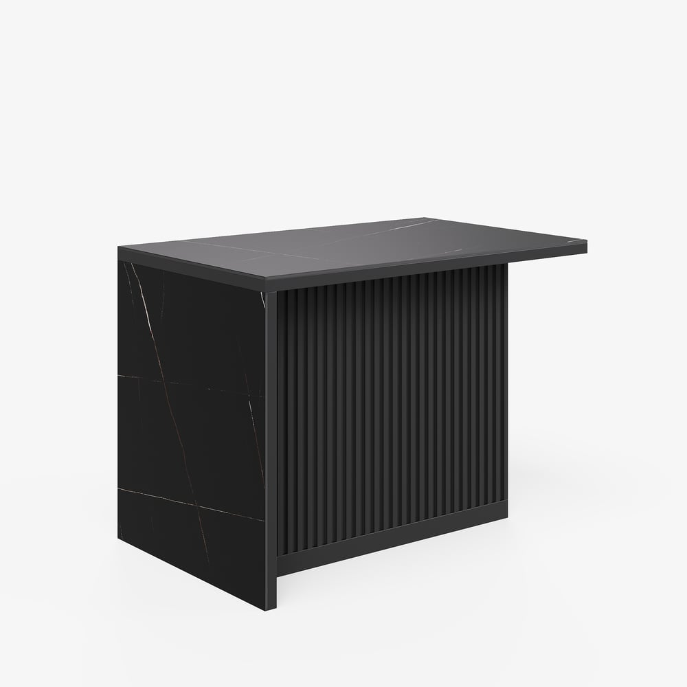 Modern 50" Matte Sintered Stone Kitchen Island with Storage, Black window image