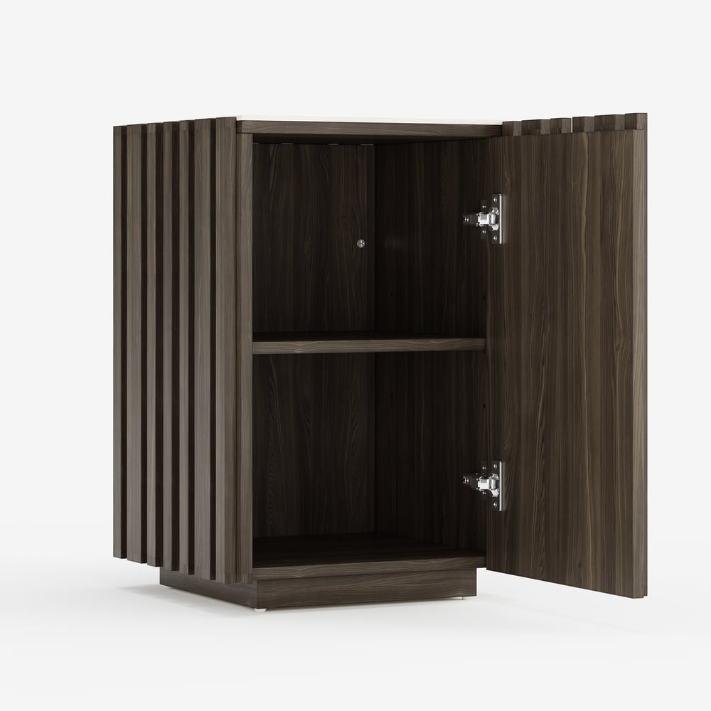 Aura Ash Wood Fluted Side Table with Sintered Stone Top window image