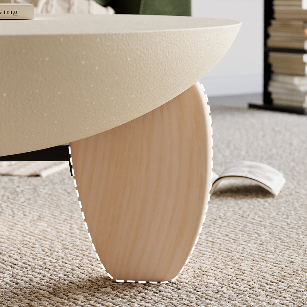 Curva Round Concrete Walnut Coffee Table with Wood Legs window image