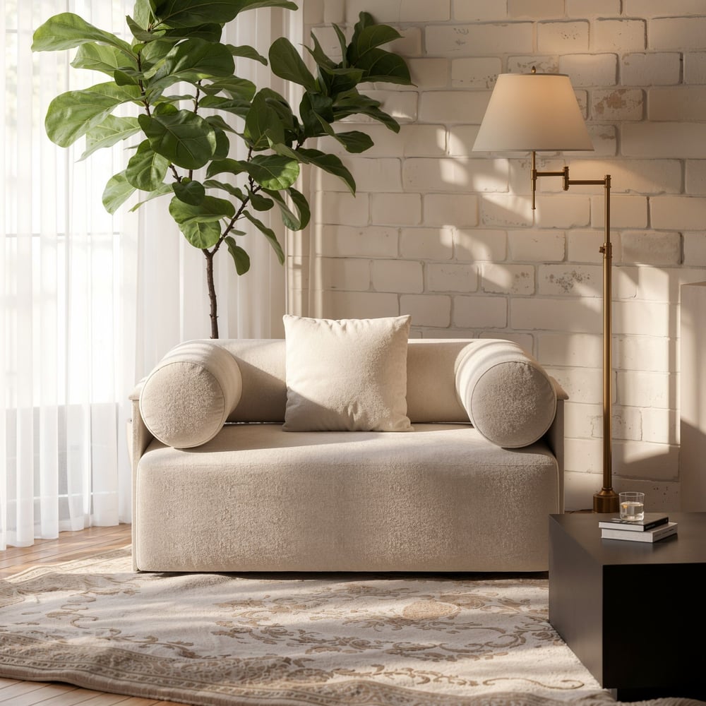 Serene Modern White Chenille Velvet Lounge Accent Chair window image