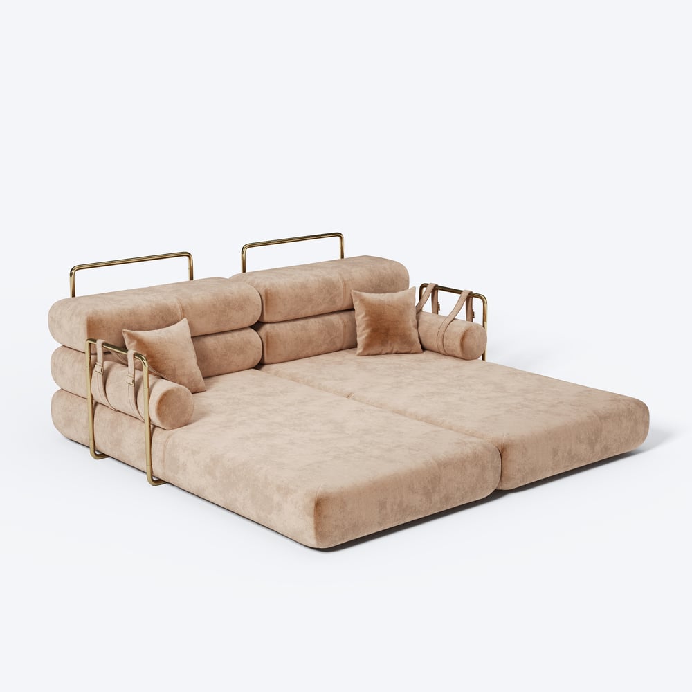 81" Queen 3-Seater Velvet 4 in 1 Futon Convertible Sleeper Sofa window image