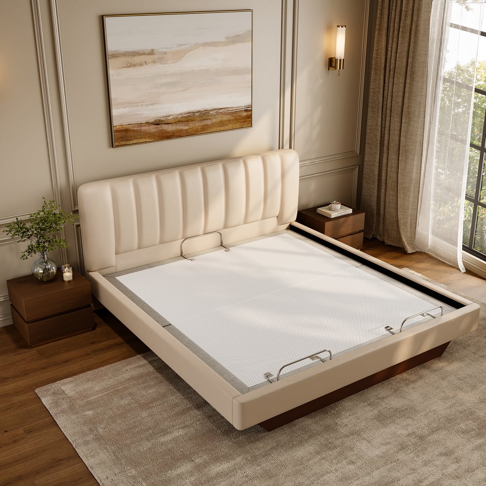 King Genuine Leather Zero Gravity Adjustable Bed Set window image
