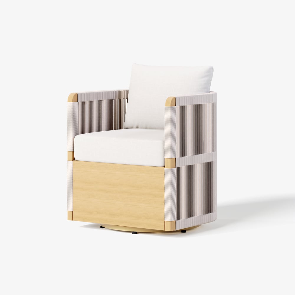 Costra Outdoor Aluminum & Rope Weave Swivel Dining Chairs, Set of 2 window image