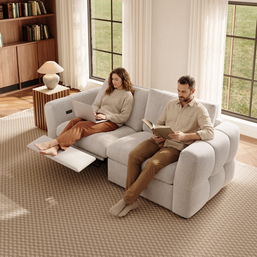 Glidio Chenille Power Reclining Sofa with Adjustable Headrests window image