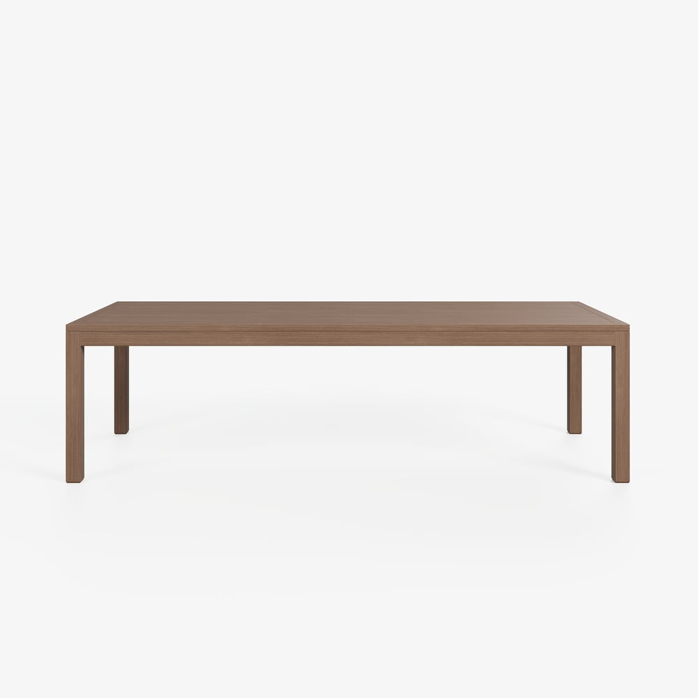 Wevara 104" Walnut-Finished Aluminum Slatted Outdoor Dining Table window image