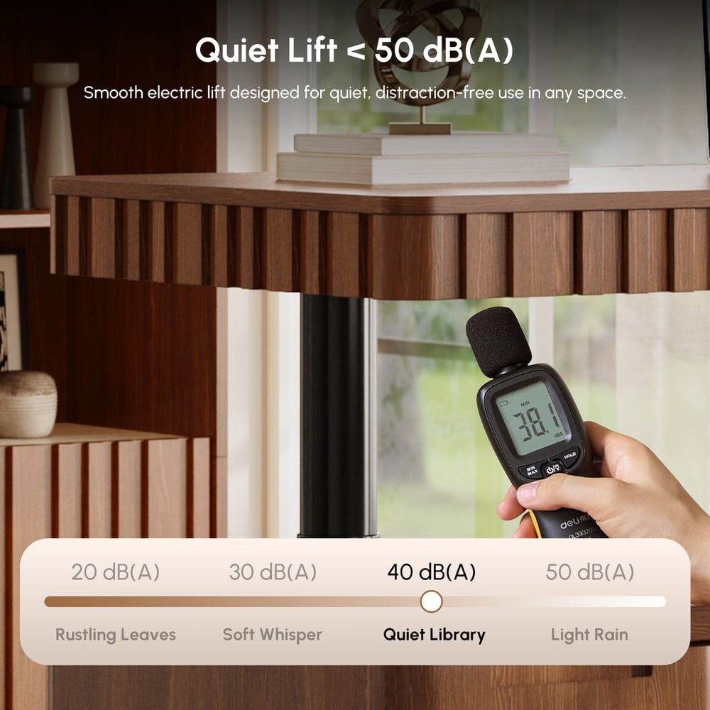 Aura 63" Walnut Flutted 360-Degree Rotating Desk Electric Adjustable Standing Desk window image