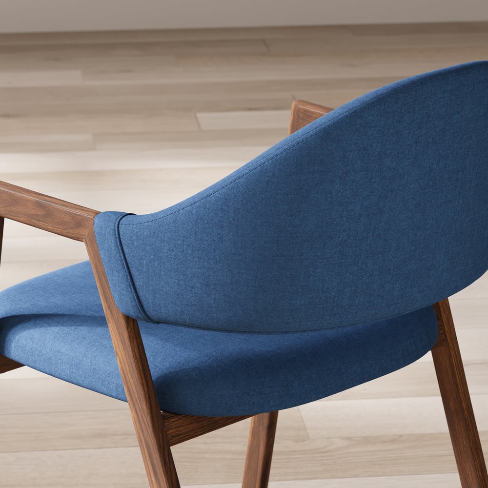 Modern Blue Linen Dining Chair with Upholstered, 2 Pieces window image