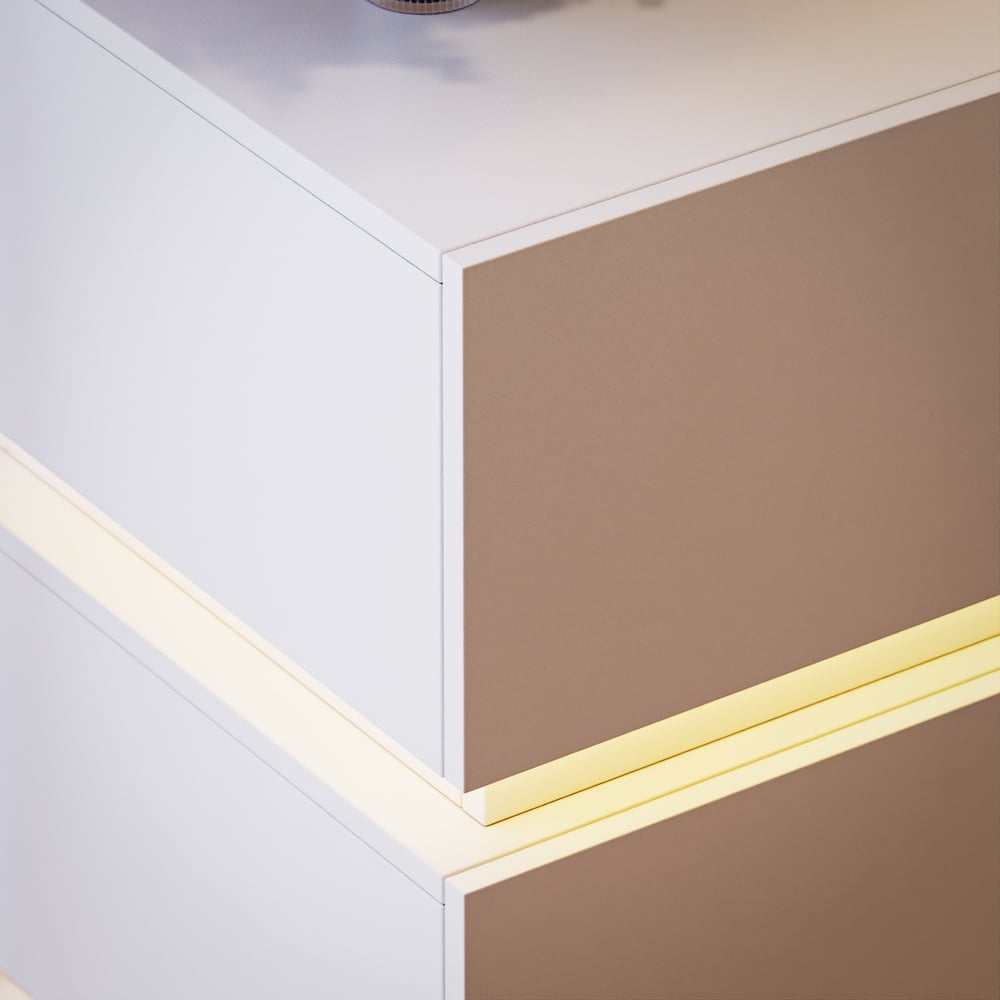 Commode à 3 tiroirs à DEL Lumio de 39 po avec borne de recharge image de fenêtre