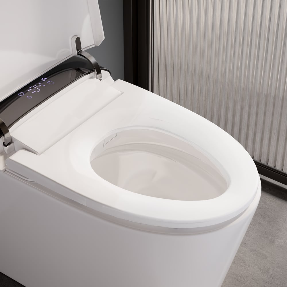 Smart Bidet Toilet with Built-in Tank, Foam Shield, ADA Seat Height, Auto-Open Lid window image