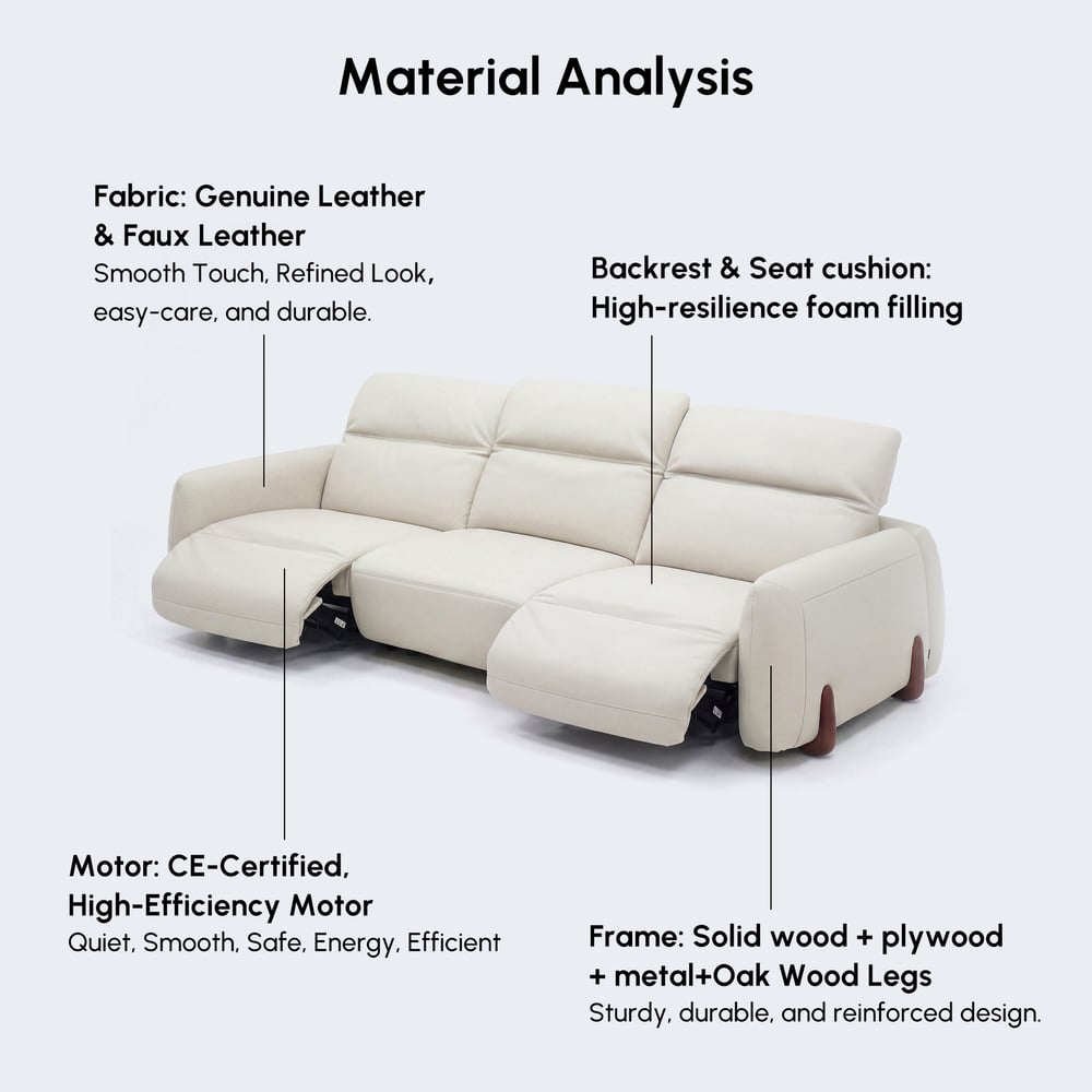 Curva 302cm Genuine Leather Power Reclining Sofa with Adjustable Headrests window image