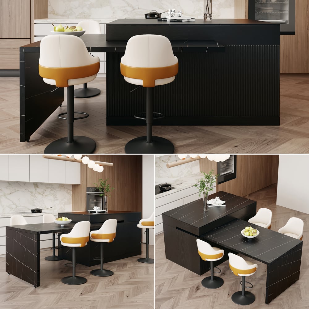 81''-112'' Extendable Kitchen Island with Storage | Homary