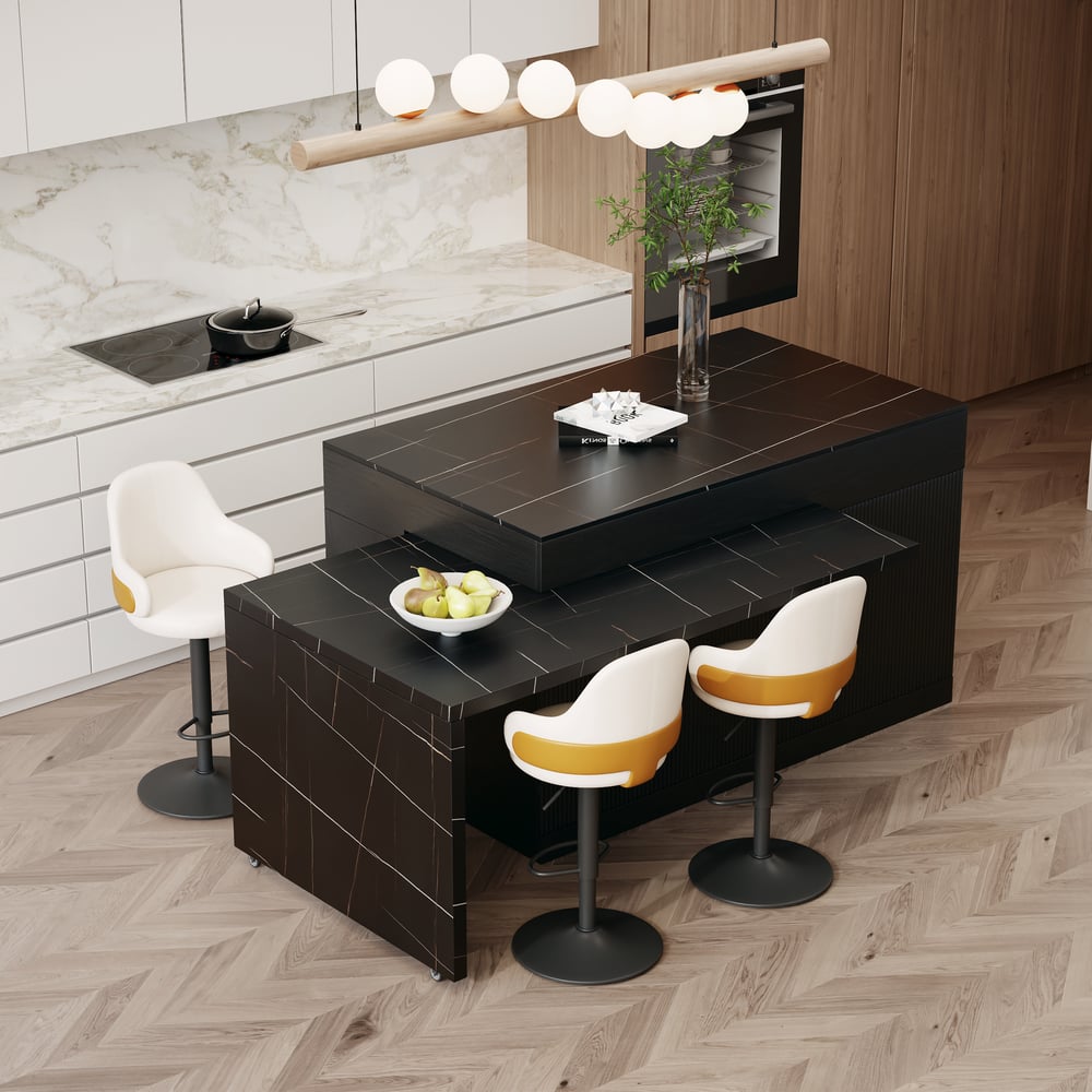 81''-112'' Extendable Kitchen Island with Storage | Homary