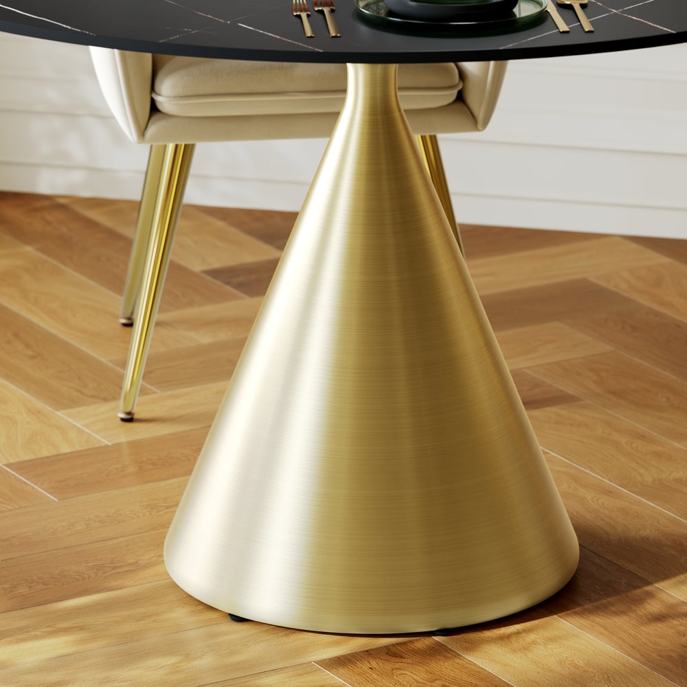 47" Round Matte Sintered Stone Dining Table | Homary