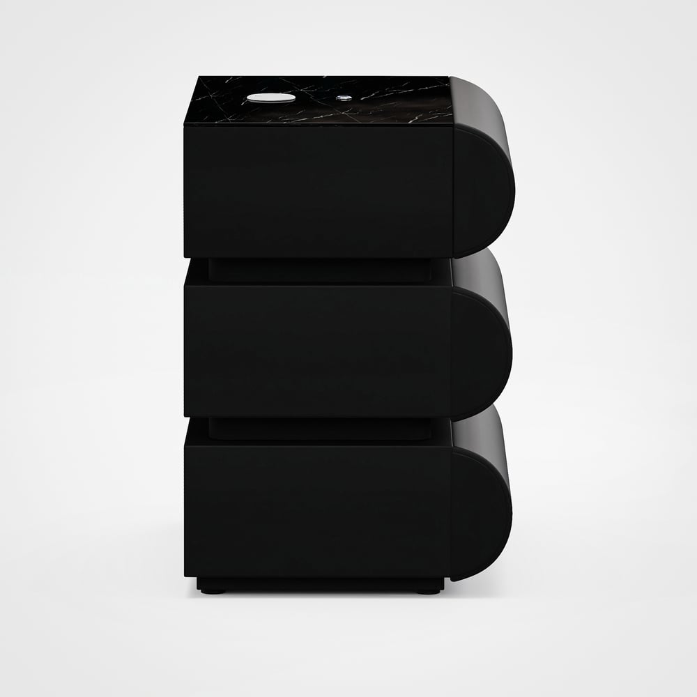 Humply Leather 3-Drawer Smart LED Nightstand｜Homary