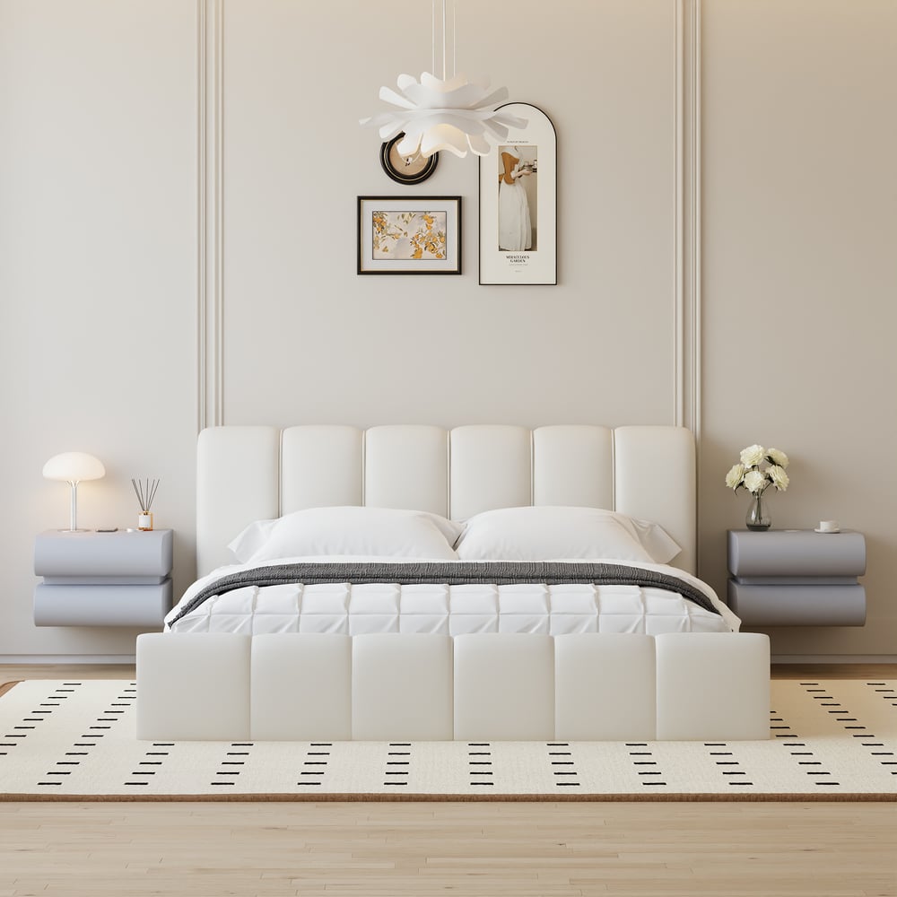Humply Leather Floating Smart Nightstand with Drawer｜Homary
