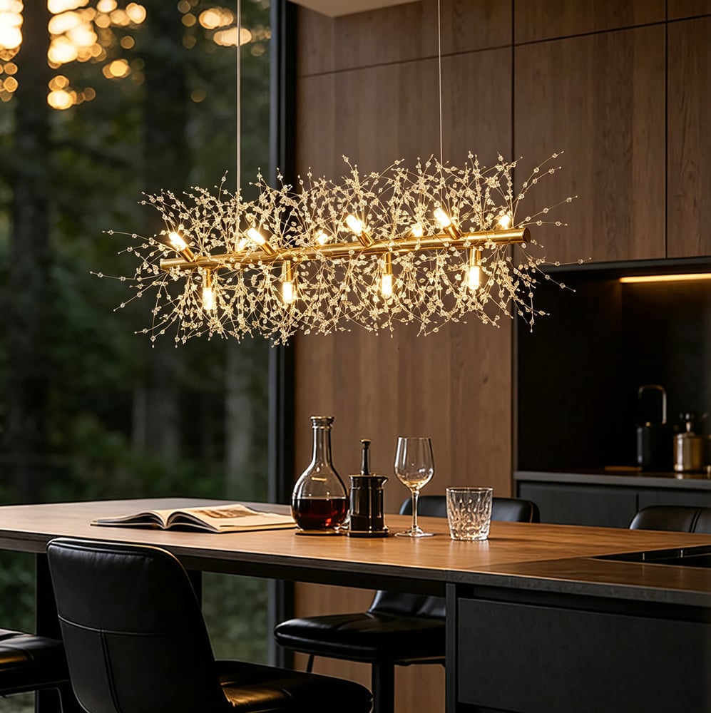 Mid Century Modern 12-Light Crystal Firework Sputnik Kitchen