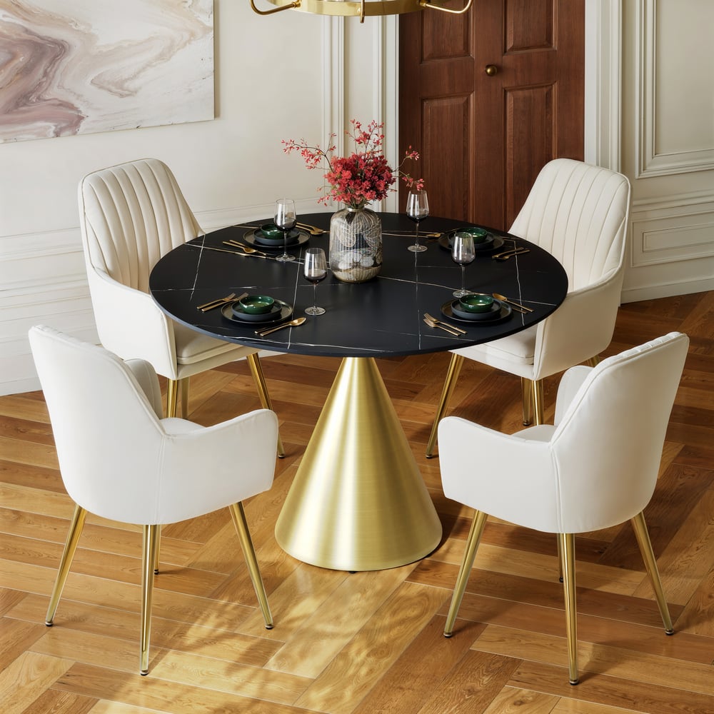 47" Round Matte Sintered Stone Dining Table | Homary