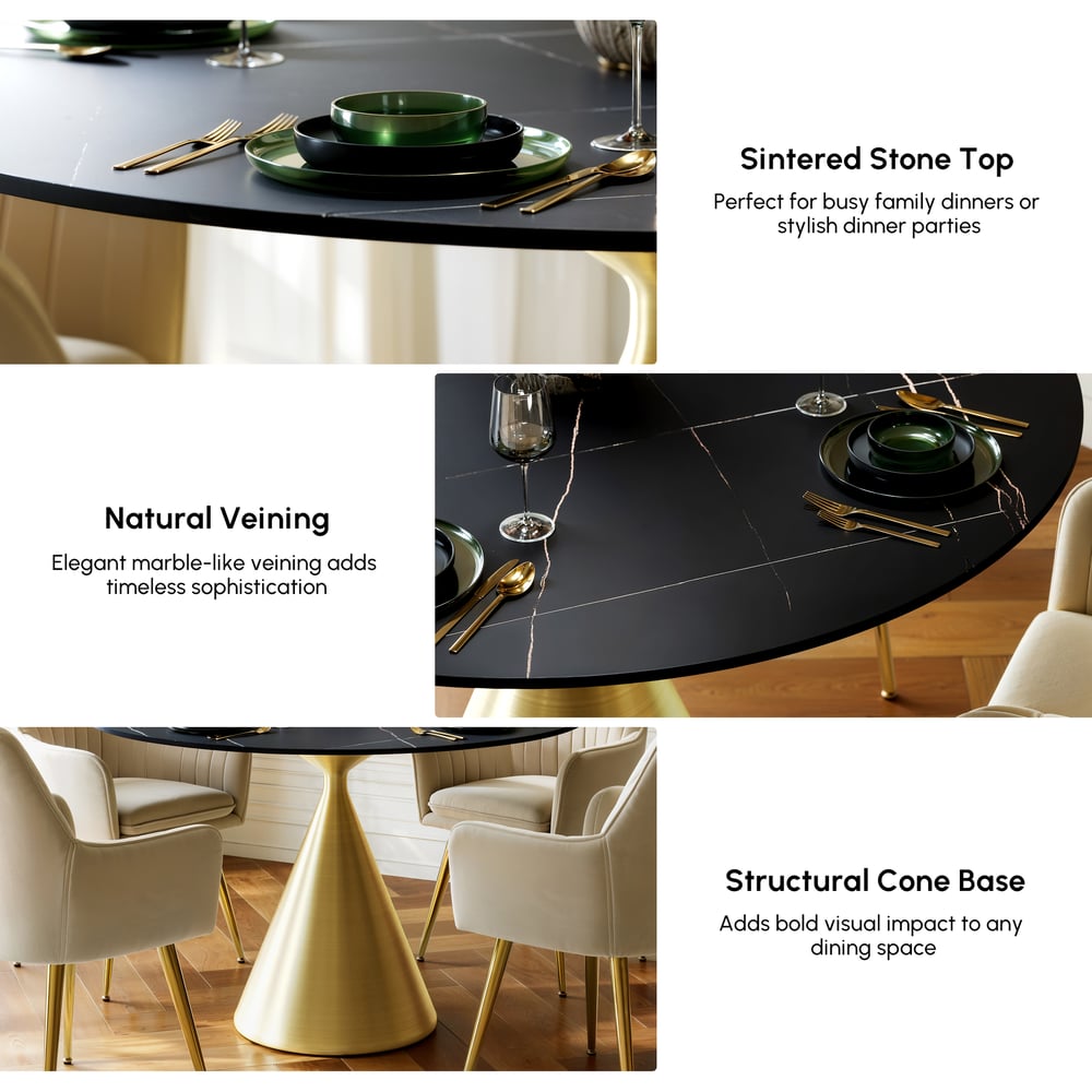 47" Round Matte Sintered Stone Dining Table | Homary