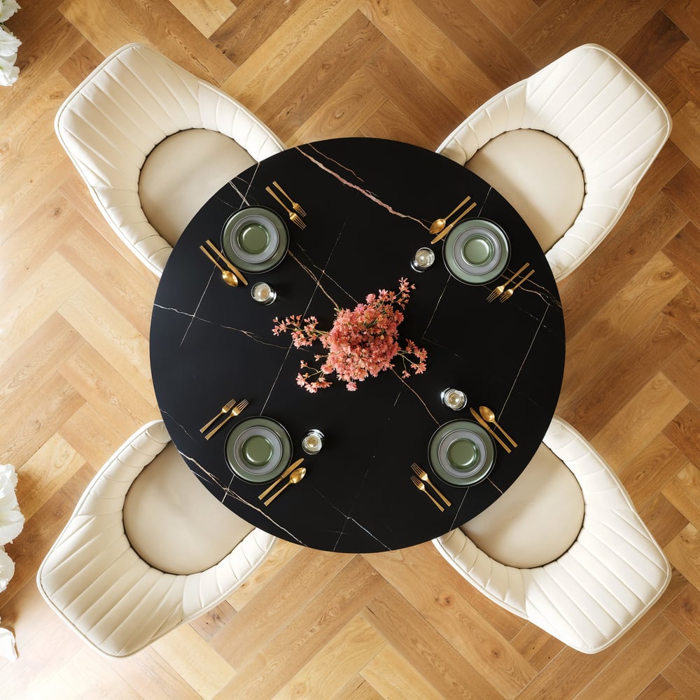 47" Round Matte Sintered Stone Dining Table | Homary