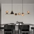6-Light Gold & Black Geometric Rectangular Kitchen Island Light Globe Ceiling Light