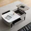 Galure Modern Light Gray Faux Marble Leather Lift Top Coffee Table with Storage