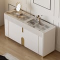 Artus 59"W 6 Drawer Dresser Glass Top Closet Island with Jewelry Display Storage