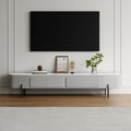 Galure Modern Long Light Gray Faux Marble TV Stand Storage Media Console for 2000mm TV