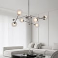 6-Light Silver Sputnik Warm Light Chandelier Clear Glass Globe Ceiling Light