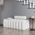 Modern Line Tufted Bench Upholstered Bench with Round Back White (47.2'')