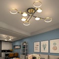 Nordic Style Semi Flush Mount Lighting Gold/Black Ceiling Light Fixture LED Ring