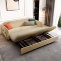 1360mm Full Sleeper Sofa Beige Upholstered Convertible Sofa Bed with Storage
