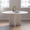 Table à manger ronde moderne de 1000 mm pour 4 pieds de table en bois massif blanc