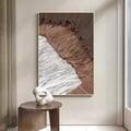 Japandi Abstract Canvas Wall Art Print Framed Wall Decor in White & Brown